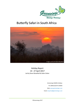 Butterflies of South Africa 2017 Holiday Report