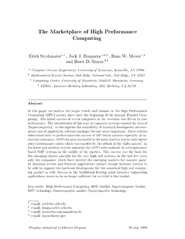 The Marketplace of High Performance Computing