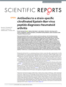 Antibodies to a Strain-Specific Citrullinated Epstein-Barr Virus