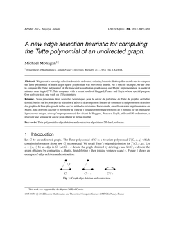 A New Edge Selection Heuristic for Computing the Tutte Polynomial of an Undirected Graph