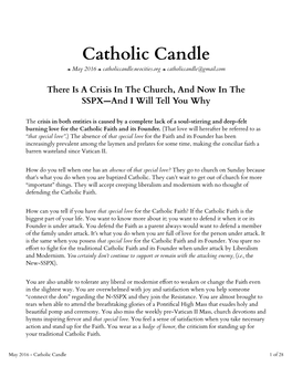 Catholic Candle ❧ May 2016 ❧ Catholiccandle.Neocities.Org ❧ Catholiccandle@Gmail.Com