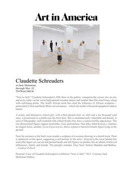 Claudette Schreuders at Jack Shainman, Through Mar