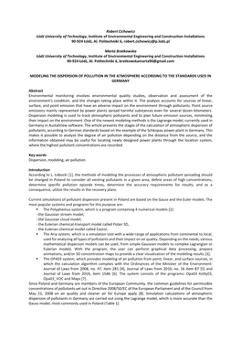 Modeling the Dispersion of Pollution in the Atmosphere According to the Standards Used in Germany