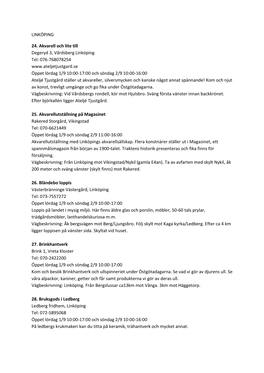 LINKÖPING 24. Akvarell Och Lite Till Degeryd 3, Vårdsberg Linköping Tel: 076-768078254 Öppet Lördag