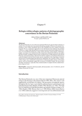 Chapter V Refugia Within Refugia: Patterns of Phylogeographic Concordance in the Iberian Peninsula