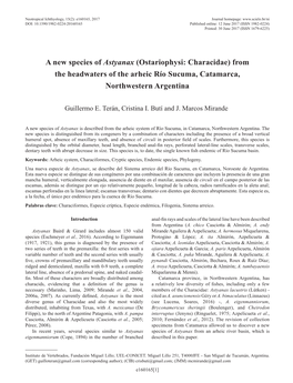 A New Species of Astyanax (Ostariophysi: Characidae) from the Headwaters of the Arheic Río Sucuma, Catamarca, Northwestern Argentina