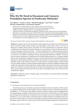 Why Do We Need to Document and Conserve Foundation Species in Freshwater Wetlands?