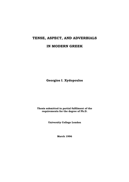 Tense, Aspect, and Adverbials in Modern Greek