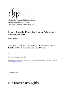 Reports from the Centre for Human Palaeoecology, University of York