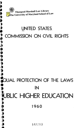 Equal Protection of the Laws in Public Higher Education