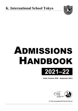 Admissions Handbook 2021–2022