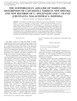 Description of Caecidotea Nordeni, New Species, and New Records of C