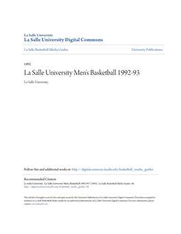 La Salle University Men's Basketball 1992-93 La Salle University