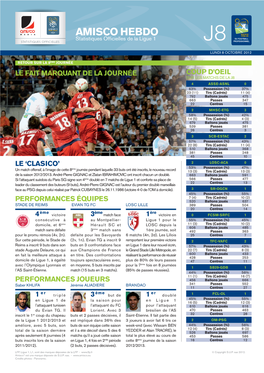 AMISCO HEBDO Statistiques Ofﬁ Cielles De La Ligue 1 J8