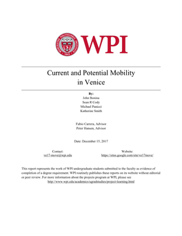 Current and Potential Mobility in Venice