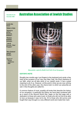 Australian Association of Jewish Studies Newsletter