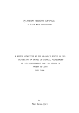 Polynesian Religious Revivals; M a Study with Background