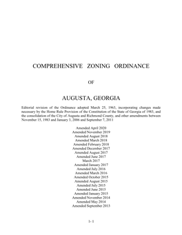 Comprehensive Zoning Ordinance Augusta, Georgia