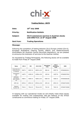 Trading Notice - 0079