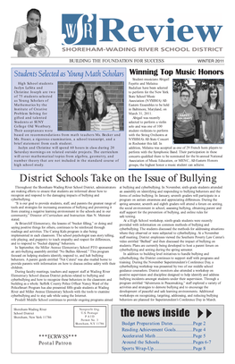 District Schools Take on the Issue of Bullying Throughout the Shoreham-Wading River School District, Administrators at Bullying and Cyberbullying