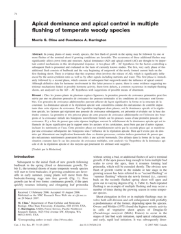 Apical Dominance and Apical Control in Multiple Flushing of Temperate Woody Species