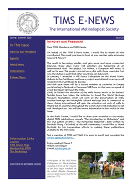 TIMS E-News Issue 28 (Spring 2020)