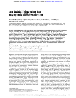 An Initial Blueprint for Myogenic Differentiation