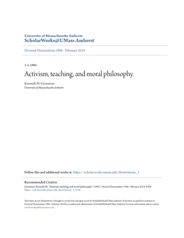 Activism, Teaching, and Moral Philosophy. Kenneth W