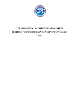 The Insolvency Practitioners Association Certificate