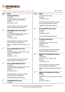 NORTH EAST, MD,USA Auction - Mar 23, 2021 Page 1 of 604