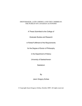 Diefenbaker, Latin America and the Caribbean: the Pursuit of Canadian Autonomy