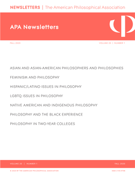 APA Newsletters Fall 2020