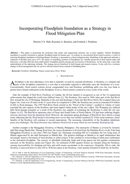 Incorporating Floodplain Inundation As a Strategy in Flood Mitigation Plan