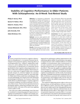 Stability of Cognitive Performance in Older Patients with Schizophrenia: an 8-Week Test-Retest Study