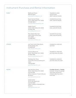 Instrument Purchase and Rental Information