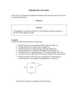 Perimeter and Area