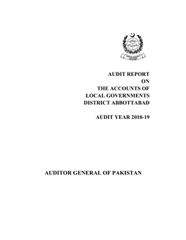 Auditor General of Pakistan Table of Contents Abbreviations and Acronyms