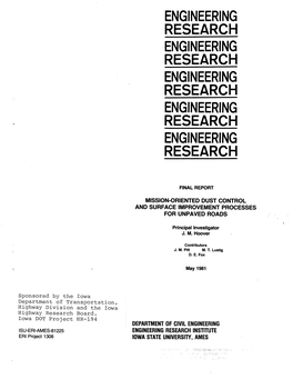 Mission-Oriented Dust Control and Surface Improvement Processes for Unpaved Roads