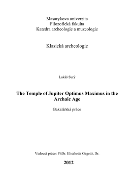 Klasická Archeologie the Temple of Jupiter Optimus Maximus in The