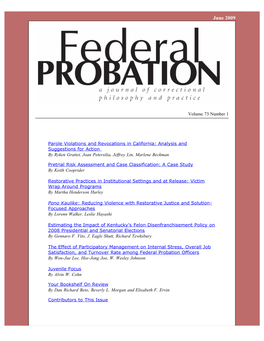 Federal Probation Journal: June 2009