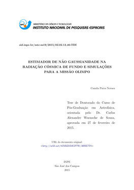 Estimador De Não-Gaussianidade Na Radiação Cósmica De Fundo E