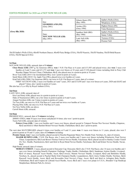 EDITED PEDIGREE for 2020 out of NOT NOW NELLIE (GB)