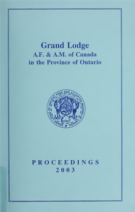 Grand Lodge of AF & AM of Canada, 2003