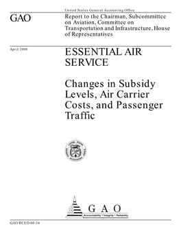 GAO ESSENTIAL AIR SERVICE Changes in Subsidy Levels, Air