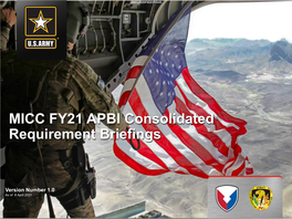 MICC FY21 APBI Consolidated Requirement Briefings