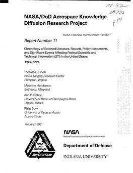 NASA/Dod Aerospace Knowledge Diffusion Research Project