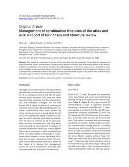 Original Article Management of Combination Fractures of the Atlas and Axis: a Report of Four Cases and Literature Review