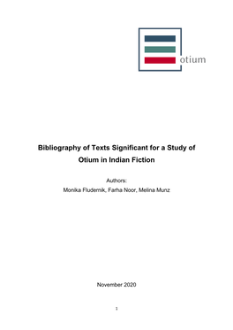 Bibliography of Texts Significant for a Study of Otium in Indian Fiction