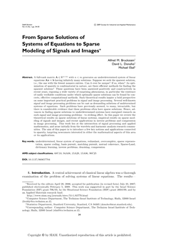 From Sparse Solutions of Systems of Equations to Sparse Modeling Of