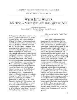 Wine Into Water on Human Suffering and the Love of God